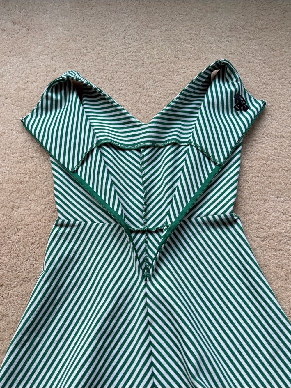 Talbots Green & White Striped Knit Fit and Flare Edie Dress - Size P (XSP) - EUC - Picture 5 of 8